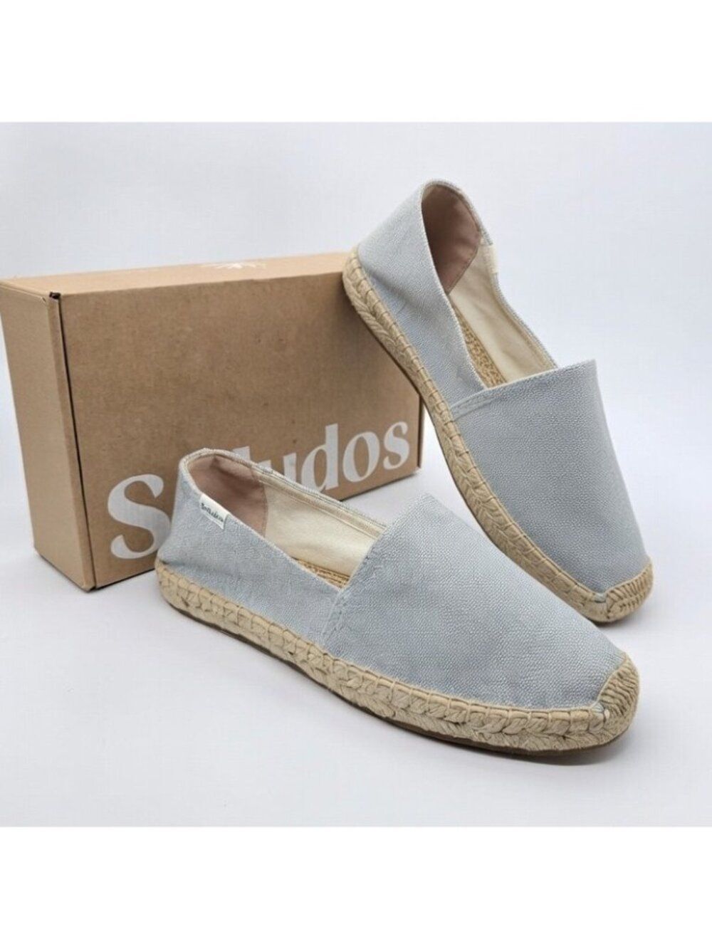 Soludos Dali Canvas Jute Espadrilles Womens 9.5 EU 40 Slip On Flats Chambray NEW